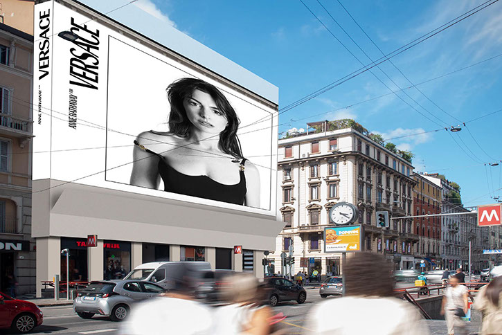 :&nbsp; Immagine location spazio pubblicitario Acone Associati Milano piazza Cordusio - palazzo Broggi - Domination_5