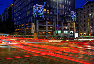 Immagine location spazio pubblicitario Acone Associati Milano corso Como - Gae Aulenti - ledwall